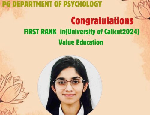 First Rank in Value Education at University of Calicut 2021-2024 BATCH